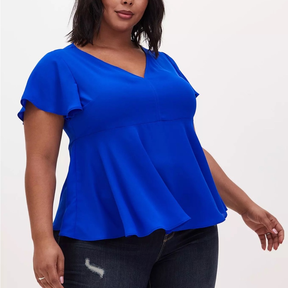 Torrid Royal Blue Flutter Sleeve Blouse
